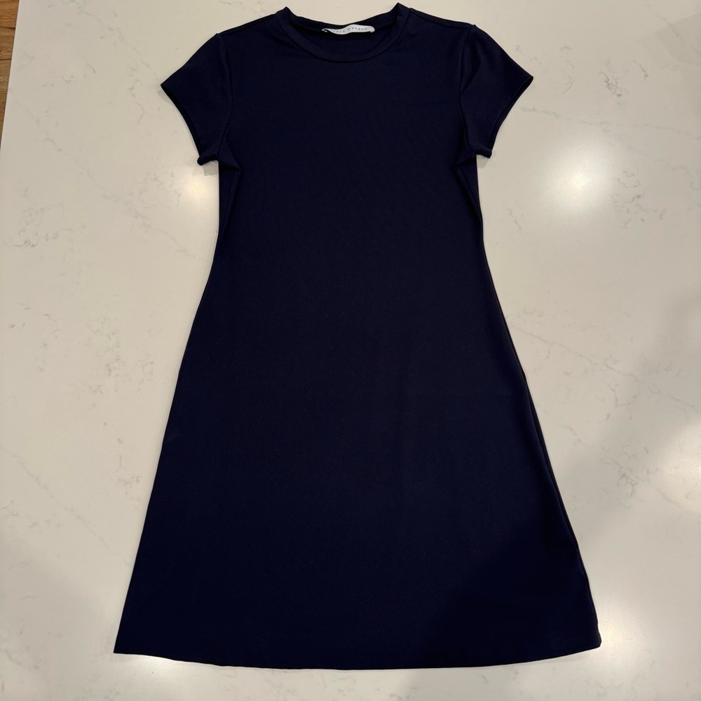 Susana Monaco Crewneck Short Sleeve Mini Dress Navy Medium